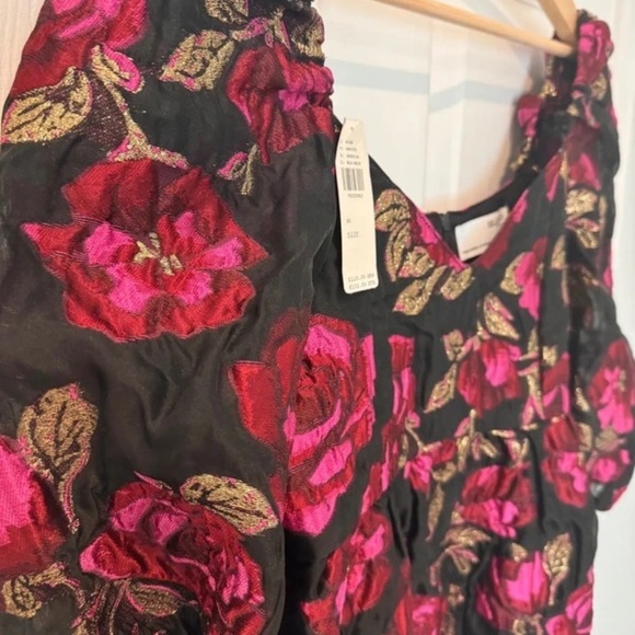 Anthropologie Floral Metallic Gold Brocade Dress - Picture 5 of 8